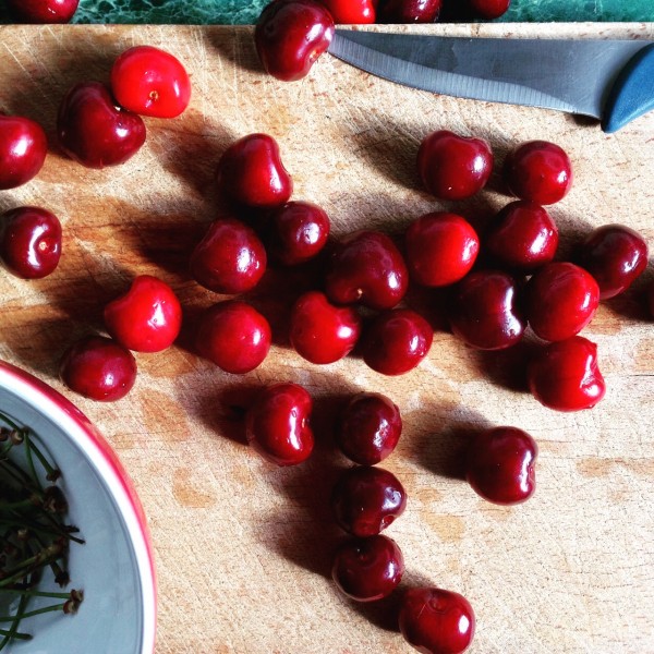 Czech cherries: rinse and halve 